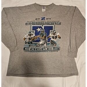 Philadelphia Eagles vintage 2004 NFC Champions Grey Longsleeve Shirt Size XL